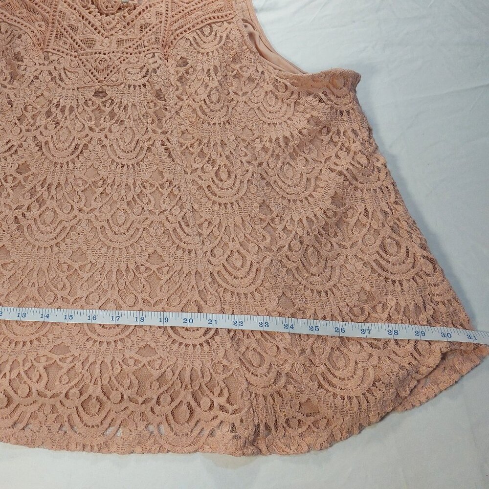 Women's Blush Pink EVRI Boho Crochet Lace Lined Sleeveless Tank Top Size 4X - Picture 9 of 16